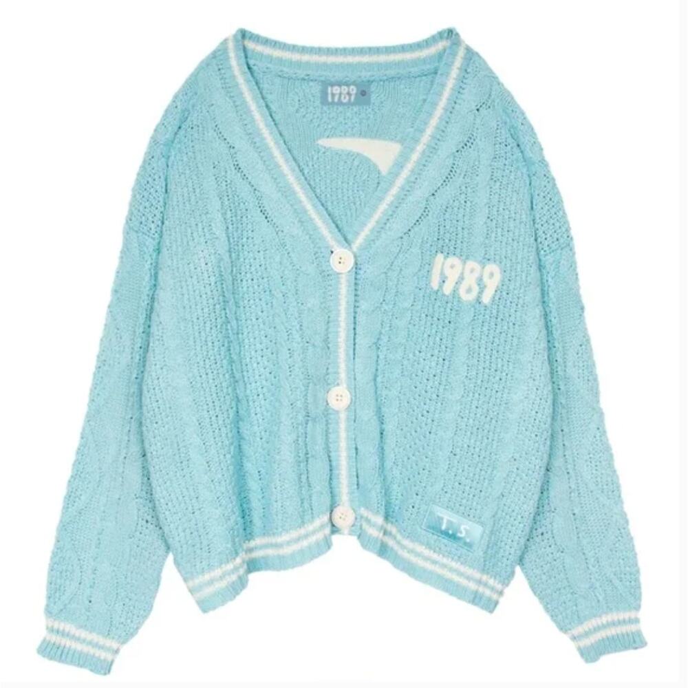 NEW Taylor Swift 1989 Blue Cardigan Sweater Size XL/2XL